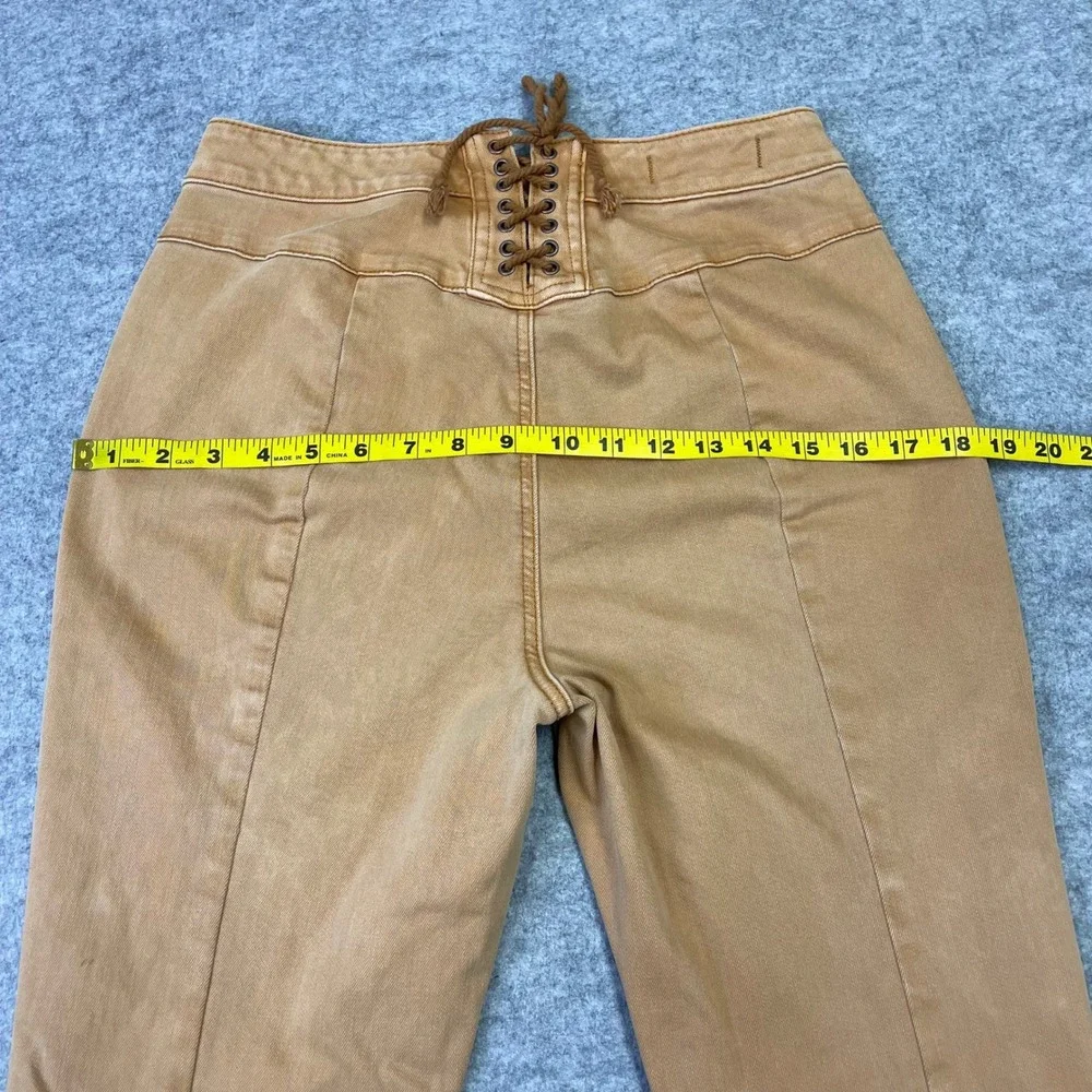 We The Free People Lace Up Back Curvy Just Float On Flare Jeans 29 Tan Boho